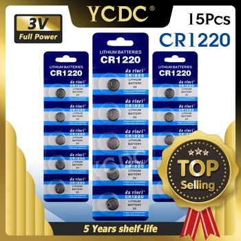 

15PCS Button Battery CR1220 Lithium Coin Cell Batteries 1.55V DL1220 BR1220 LM1220 CR 1220 Electronic Watch Toy Remote