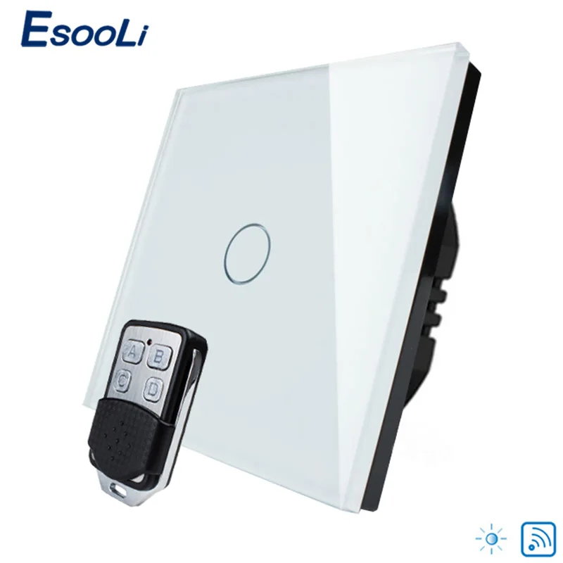 

Esooli EU 1 gang 1 way Wireless Remote Control Light Switch AC 220V Dimmer Touch Wall Switch LED Dimmable Touch Switch