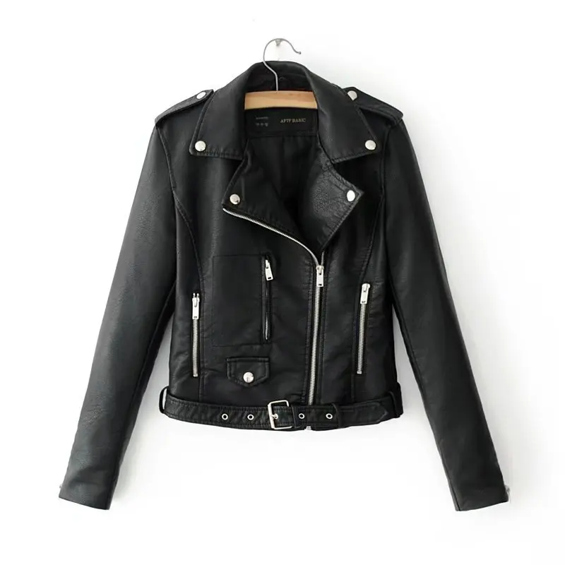 

Spring And Autumn New Style WOMEN'S Dress European And American Streets Short Locomotive Leather Jacket Pu Washing Water Leather
