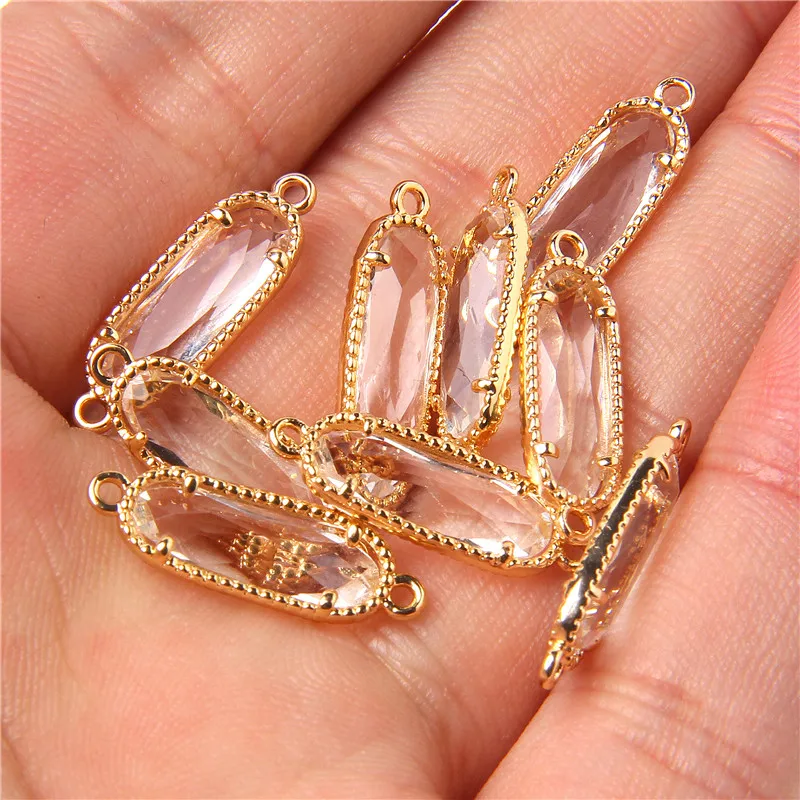Double Holes Quartzs Pendant Chakra Natural Crystal Connectors Raw Rough  Stone Charms for Jewelry Making DIY Necklace Earrings