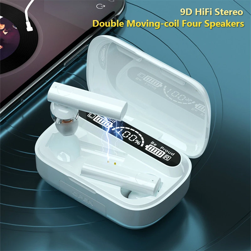 

New Original TWS Bluetooth Earphones Touch Headphone 9D Noise Cancel Earbuds IPX7 Waterproof Sports Headset with Microphone