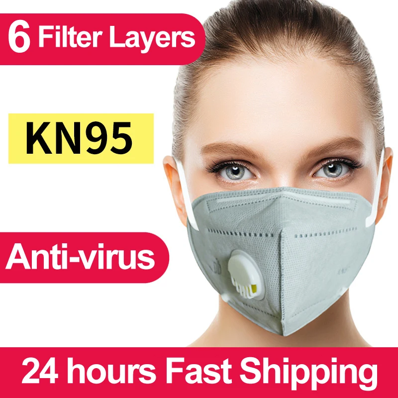 

Six Layers Individual packing of KN95/KF94/FFP2 Protective Face Masks with Valve Fast Shipping