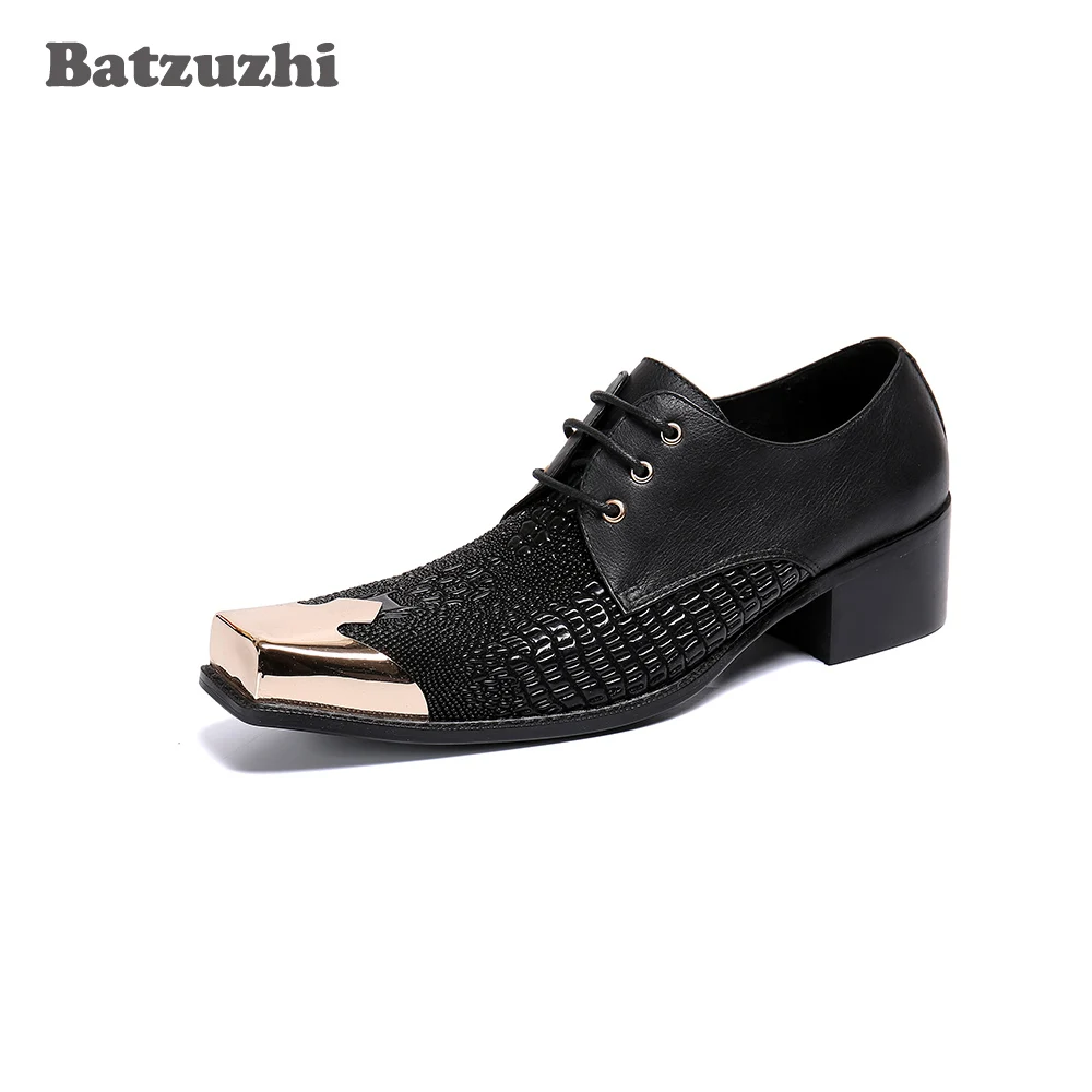 

Batzuzhi Black Genuine Leather Shoes Men Fashion Square Toe Men Dress Shoes Business Shoes zapatos hombre, Big Sizes US5-US12