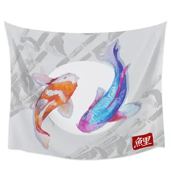 

Japanese Carp Color Lucky Wall Tapestry Beach Towel Home Decoration