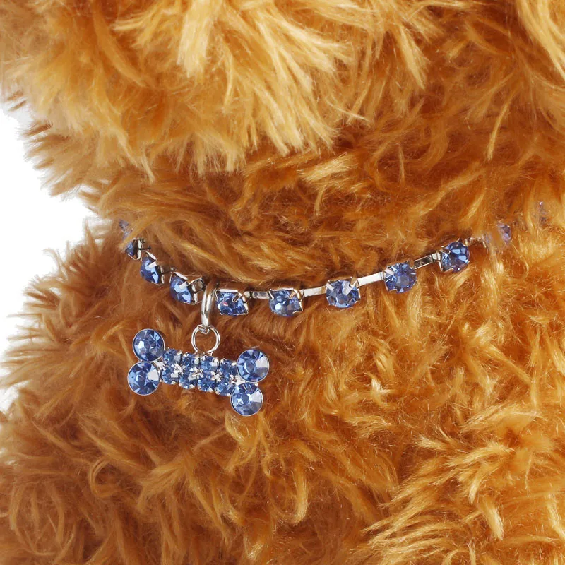 

Luxury Handmade Cute Rhinestone Bone Pendant Dog Cat Necklace Grooming Necklaces For Dog Puppy Cat Collar Pet Girl Jewelry #LR2
