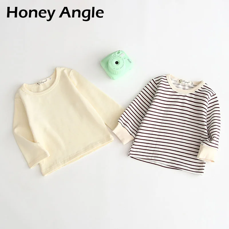 Honey Angle/весенне-Осенняя детская рубашка для девочек и мальчиков, Детская футболка в полоску с длинными рукавами в Корейском стиле, блузки одежда для мальчиков