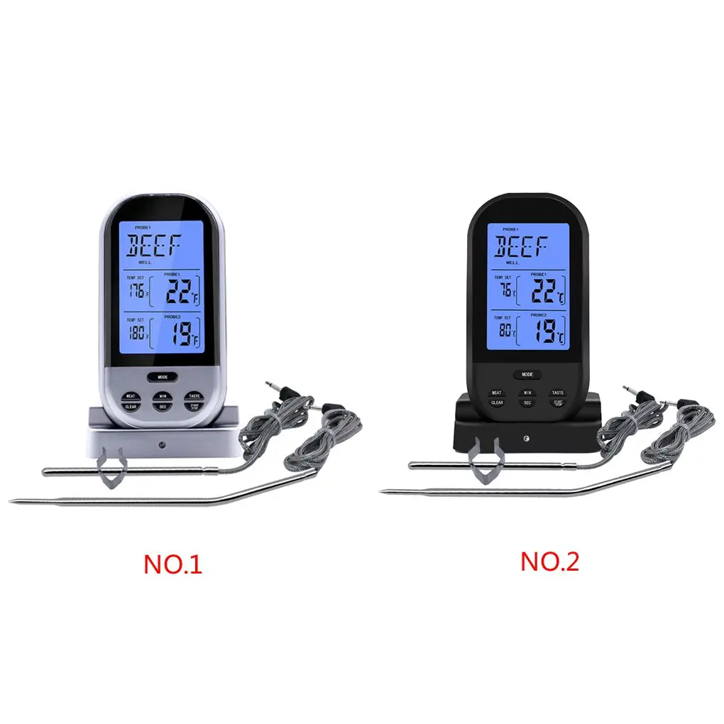 Беспроводной Дистанционный датчик температуры цифровой термометр для мяса с двойным зондом для приготовления курильщика кухонная духовка гриль барбекю