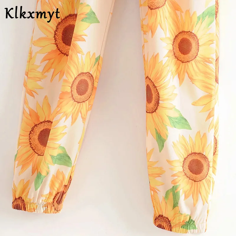 Klkxmyt ins Модный женский Облегающий комбинезон с цветочным принтом и поясом combinaison