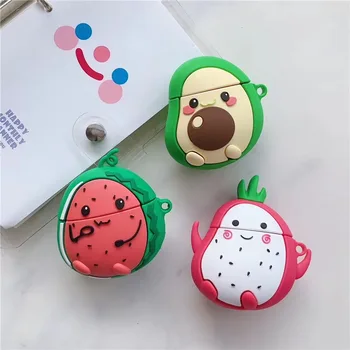 

3D Smooth Silicone Cute Fresh Fruits Pitaya/Watermelon/Avocado Earphone Case For Airpods 1/2 Pro Buy One Get Anti-lost Ring Free