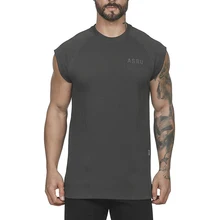 Мужской жилет с круглым вырезом, фитнес-жилет, хлопок, дышащий, свободный, быстросохнущий, спортивный топ, бег, Велоспорт, фитнес-жилет