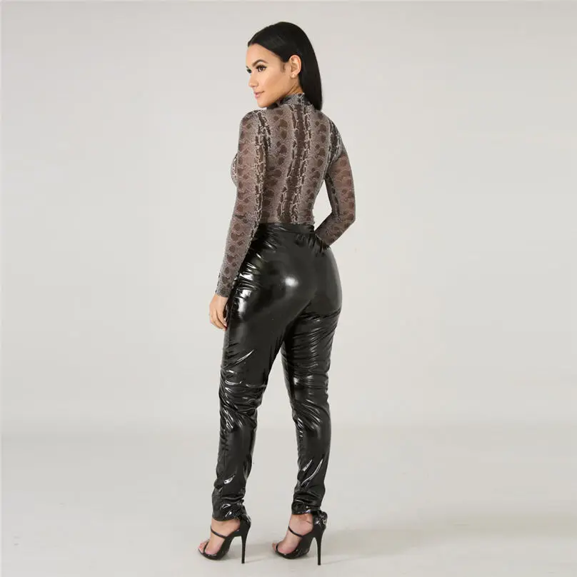 New Fashion Women High Waist Pant Thicken PU Leather Pants Stretch Ladies Leather Solid Slim Leggings Trousers Streetwear 4S10 (14)