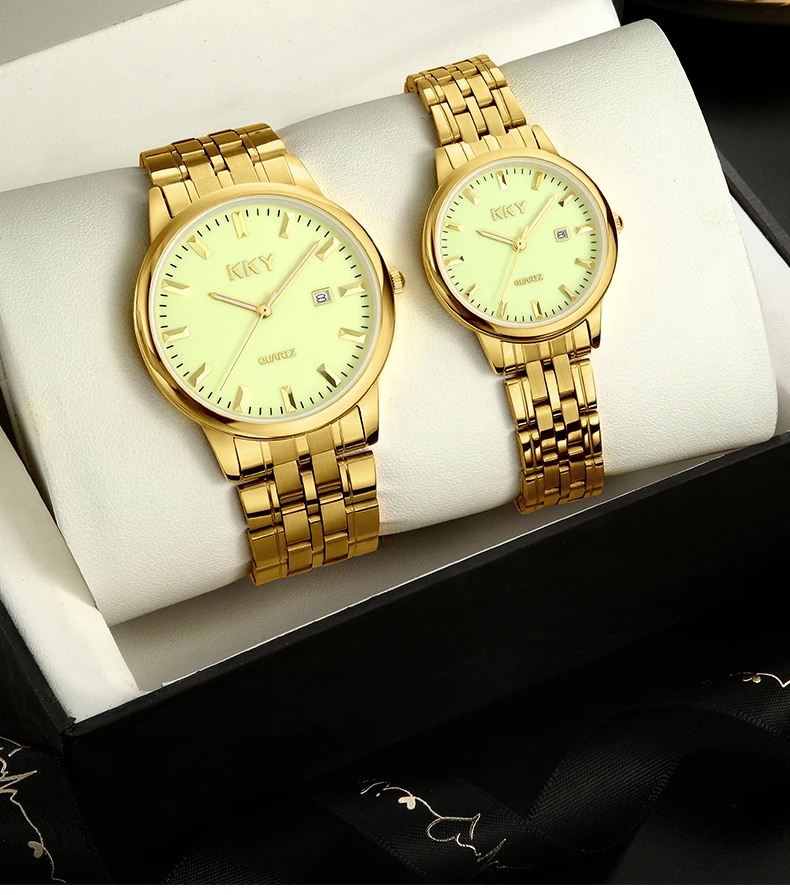 KKY New Brand Creative Golden Briquette Design Quartz Men Women Watches Relogio Masculino Luxury Wrist Watches Female Male Clock