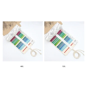 

2pcs Canvas Roll Pouch Pencil Box Constellation Pencil Case Sketch Brush Pen Pencil Bag Tools - 48 Holes & 72 Holes