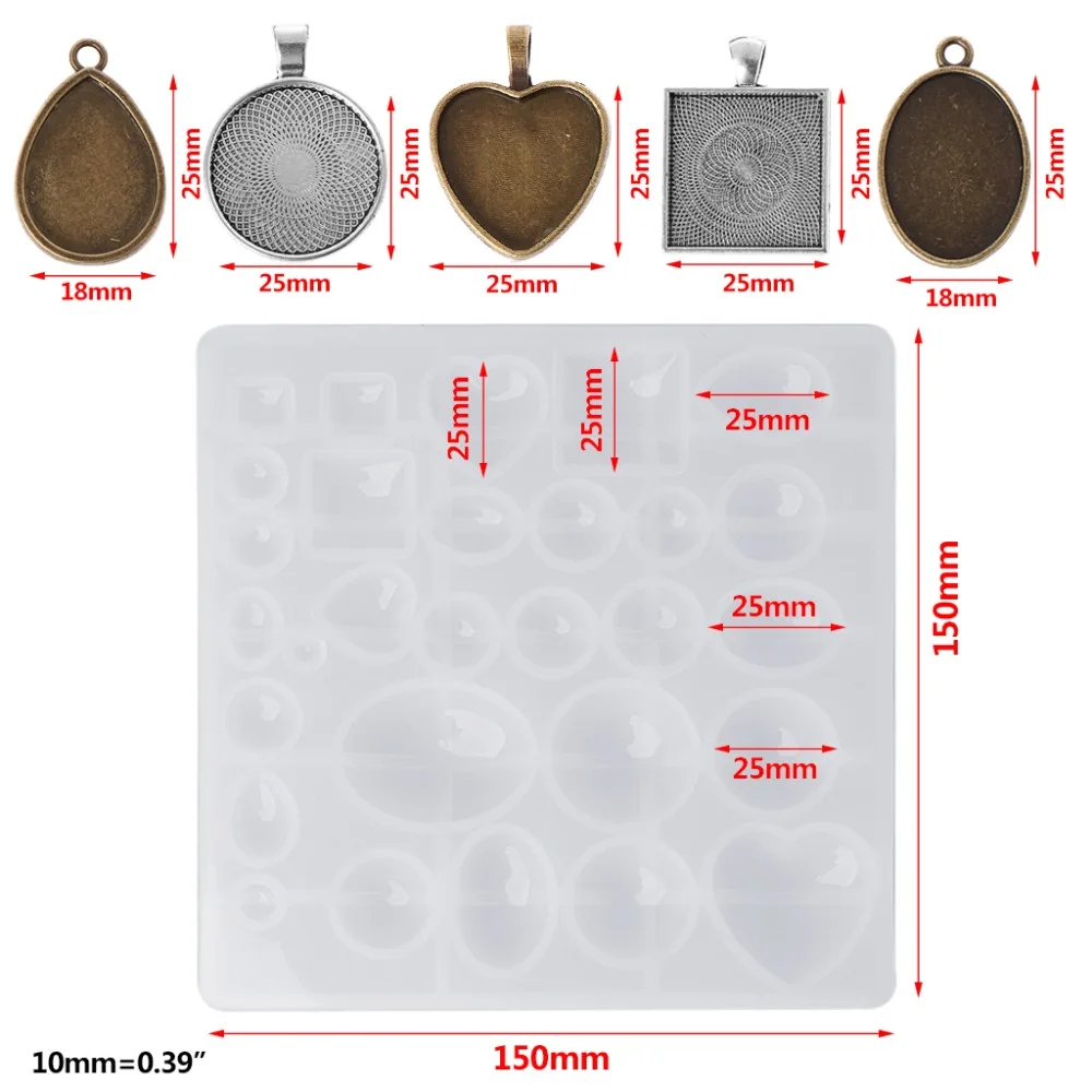 1 компл. силиконовые формы + кулон рамки держатель ювелирных изделий DIY Поставки выводы цепочки и ожерелья роскошные креативные формы