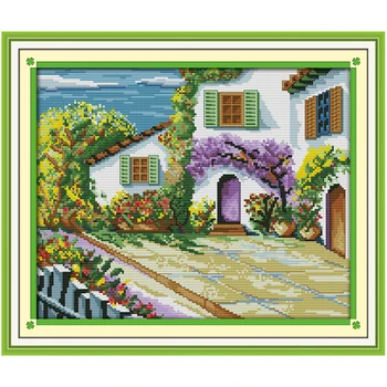 

The beautiful courtyard counted 11CT 14CT DIY kit Chinese wholesale Cross Stitch embroidery needlework Sets home decor