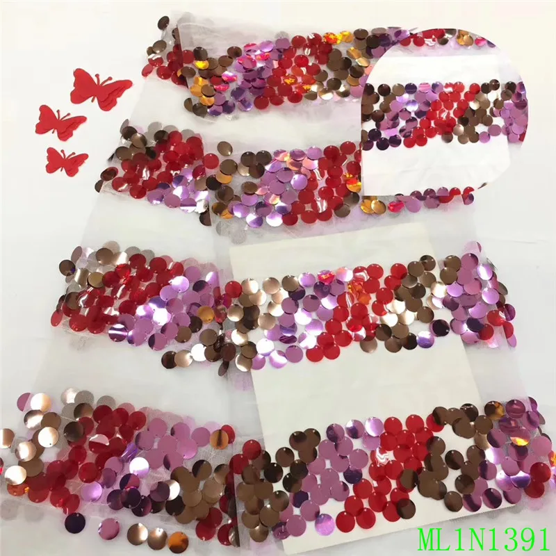 

BEAUTIFICAL african lace fabrics 5yards tulle lace fabric New design 3d french lace sequins fabric for dress ML1N1391