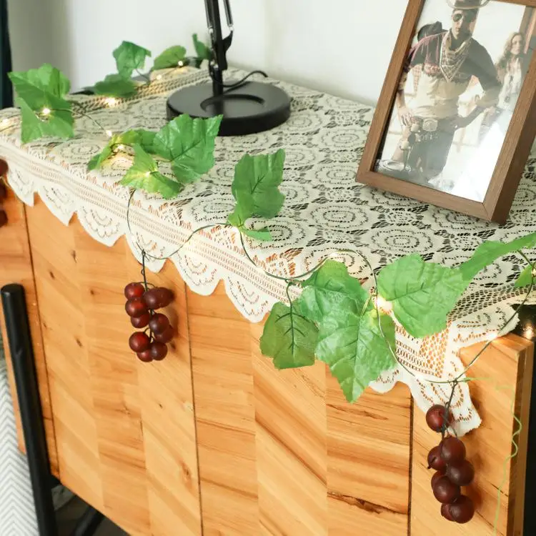 LumiParty 2M 20LEDs Fairy String Light Simulation Grape Leaves Vine Rose Flower Shape Beads String Light for Outdoor Yard Decor