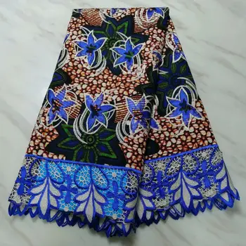 

CS-2020 newmaterial african ankara prints 5 yards with lace fabric water soluble lastest design african lace fabric