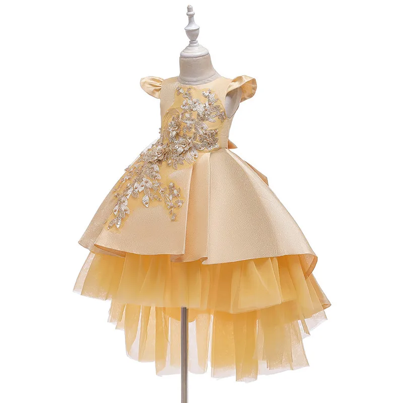 Платье для девочек Элегантное летнее платье, платье принцессы, рождественское платье Детская Вечеринка платье свадебное платье аппликация из бисера Детские платья для Праздничное платье для девочек