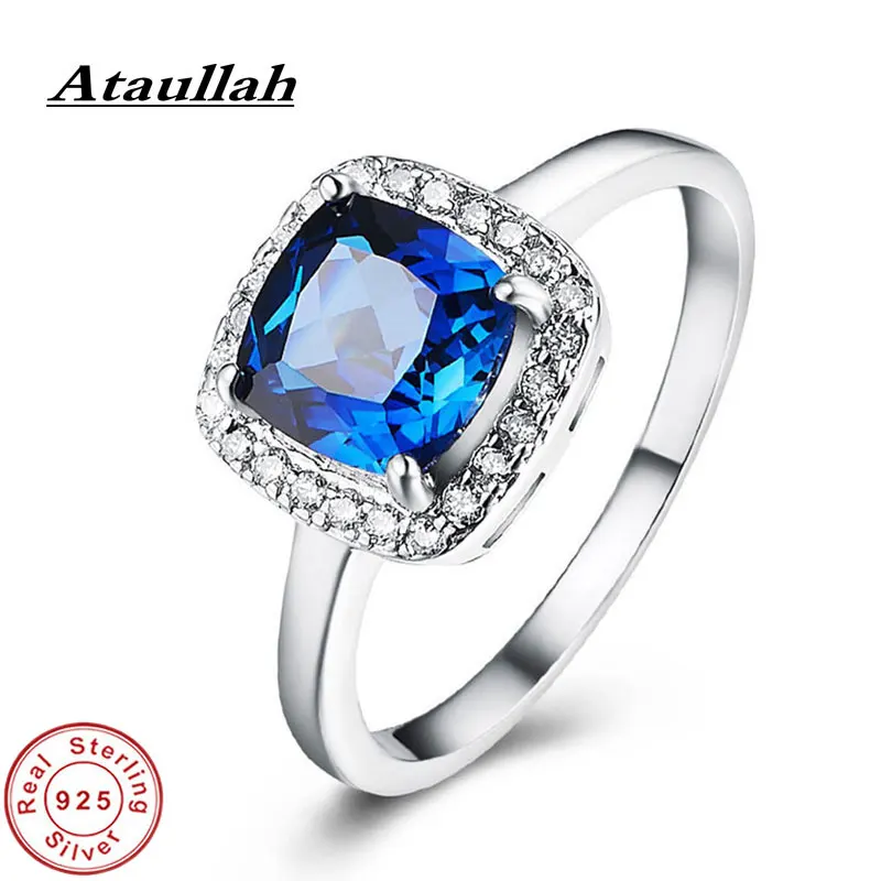 Ataullah anillo cuadrado de zafiro azul para mujer, joyería de plata de ley  925, anillos de boda de compromiso para mujer RW124|Anillos| - AliExpress