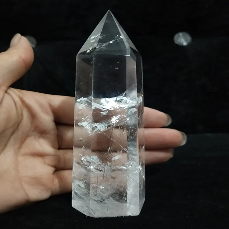

100% natural transparent quartz crystal point feng shui stone healing crystal wand chakra energy