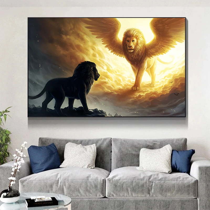 

Creative Painting Lion With Wings Wall Art Canvas Posters and Prints Wall Art Pictures Picture Print for Living Room Home Decor