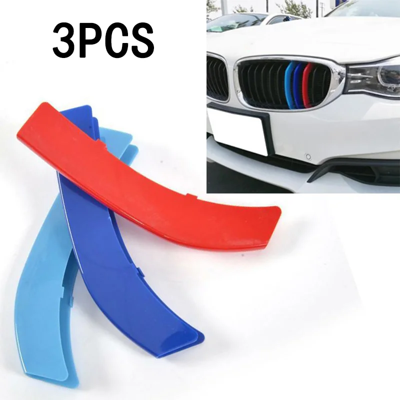 

1Set 3-Color Front Kidney Grill Strip Bar Cover For BMW 3/5 Series X3 X4 X5 X6 X1 3-Color Grill Strips Car Styling