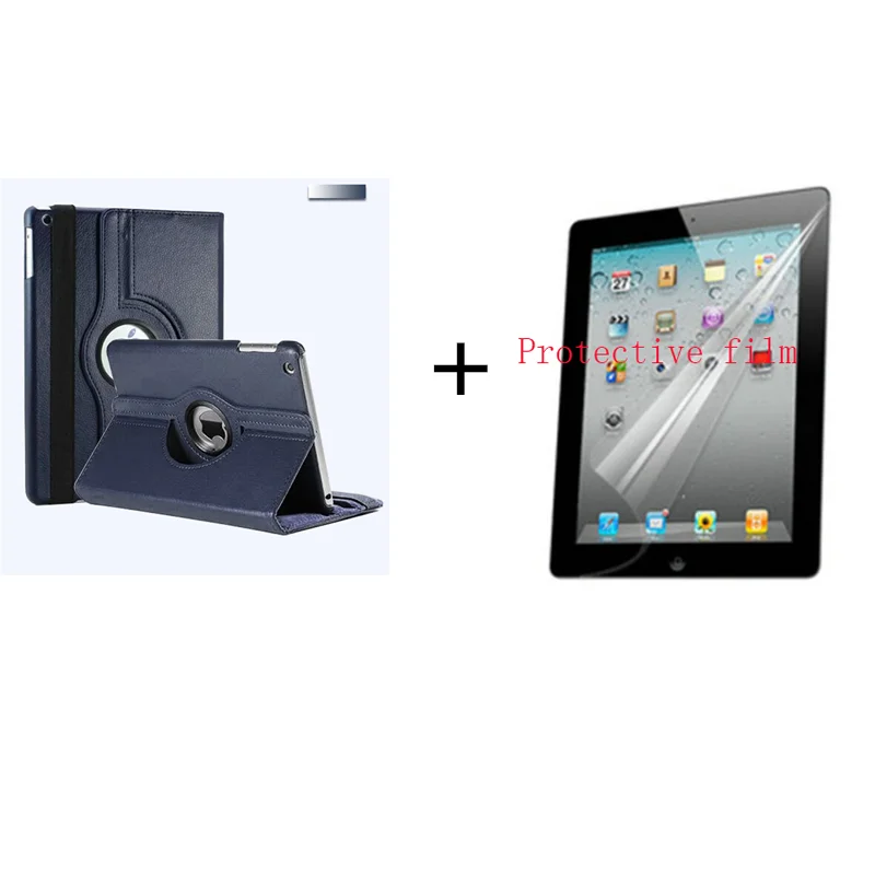 drak blue and film Чехол для iPad mini 1 mini 2 mini 3, вращающийся на 360 градусов, с откидной подставкой, A1432 A1454, защитный чехол 7,9 дюйма для iPad mini 1 2 3, умный чехол+ пленка - Цвет: drak blue and film