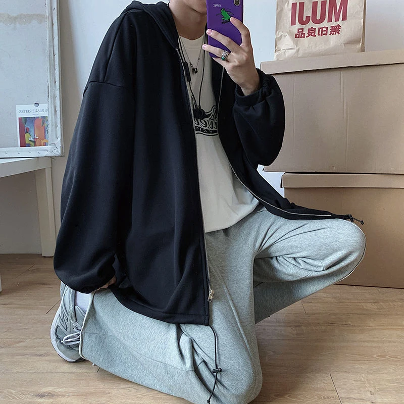 Zip Up Oversized Hoodie Men Harajuku 