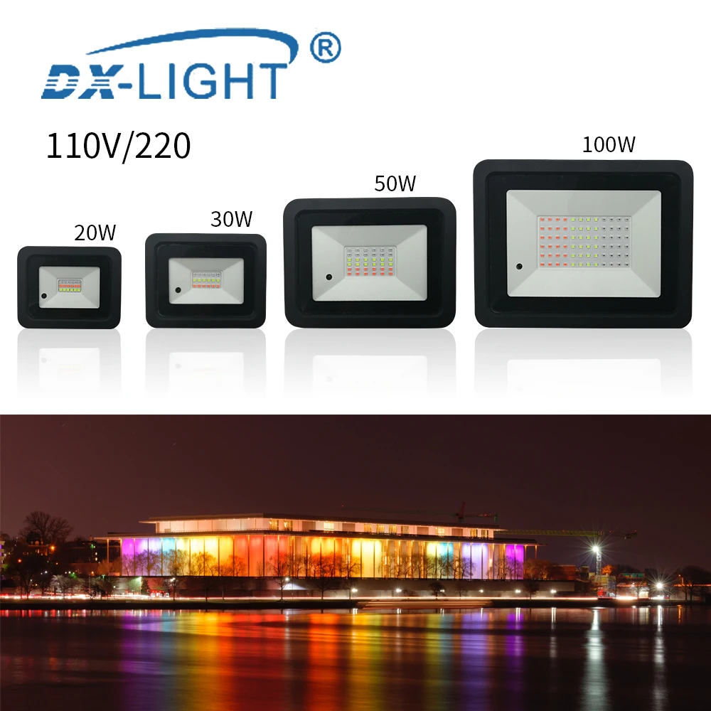 Светодиодный точечный уличный RGB прожектор 20 Вт 30 50 100 отражающий лампа 110 В/220 В