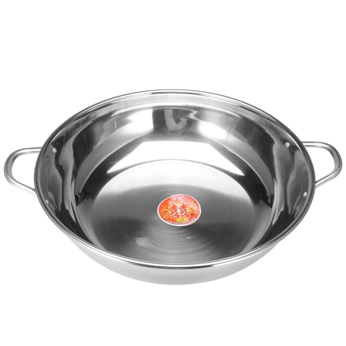 Stainless Steel Hot Pot Induction Cooker Gas Stove Compatible Pot Home Kitchen Cookware Soup Cooking Pot Without Lid 38cm