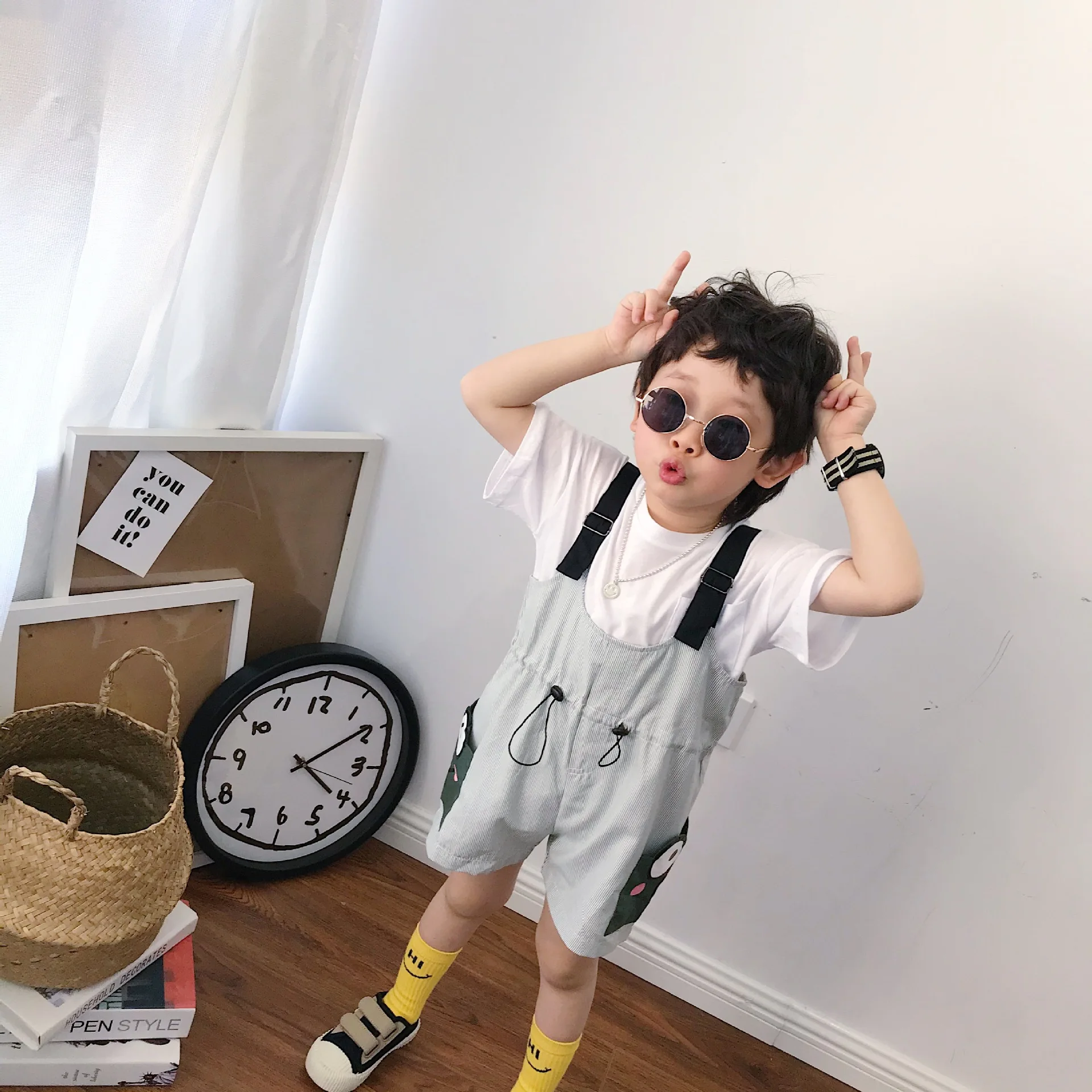 Летние Новые брюки для мальчиков и девочек Tonytaobaby с рисунком лягушки в полоску на