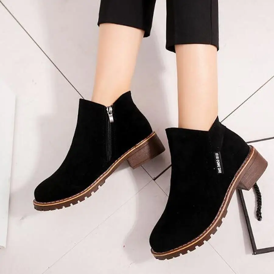 

Pop Autumn Winter Women Boots Suede Female Single Boots Woman Ankle Boots Flat Oxford Shoes Zapatos Lady Size 789