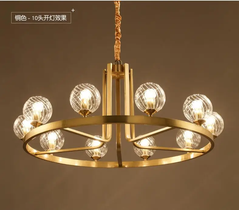 Led пост-современная люстра медная гостиная современная люстра в минималистическом стиле Американский Кристалл Роскошная атмосфера спальня столовая roo