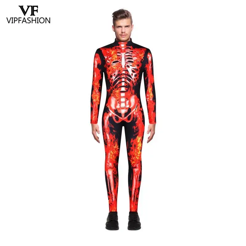 VIP fasionхэллоуин костюмы для мужчин череп скелет печатных Косплей Костюм Zentai боди костюм комбинезоны