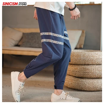 

Sinicism Store Men New Chinese Style Harem Pants Mens Joggers Pants 2020 Male Casual Summer Striped Pants Plus Size 5XL Bottoms