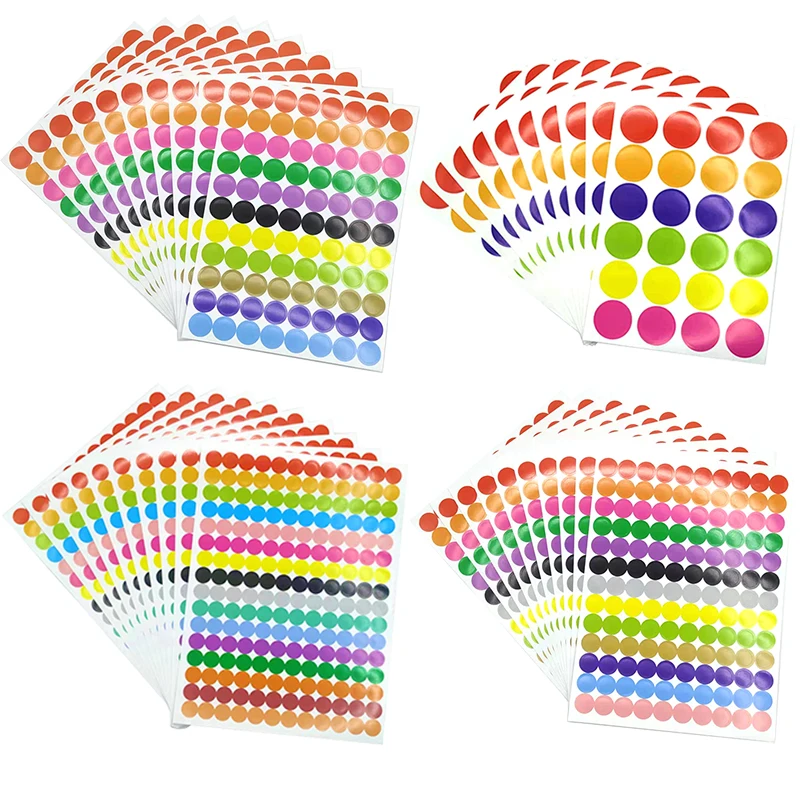 6/8/10/20mm Colored Dot Stickers Round Circles Sealing Sticker