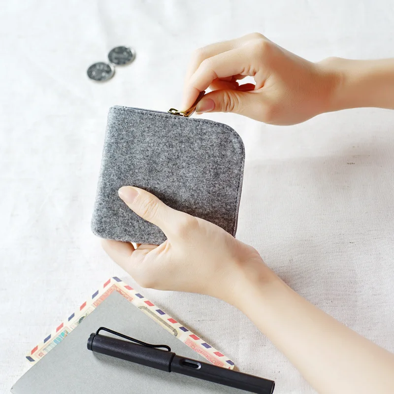 Coin Purse Wallets Card-Holder Money-Bags Credit-Card High-Quality Felt New Key Men