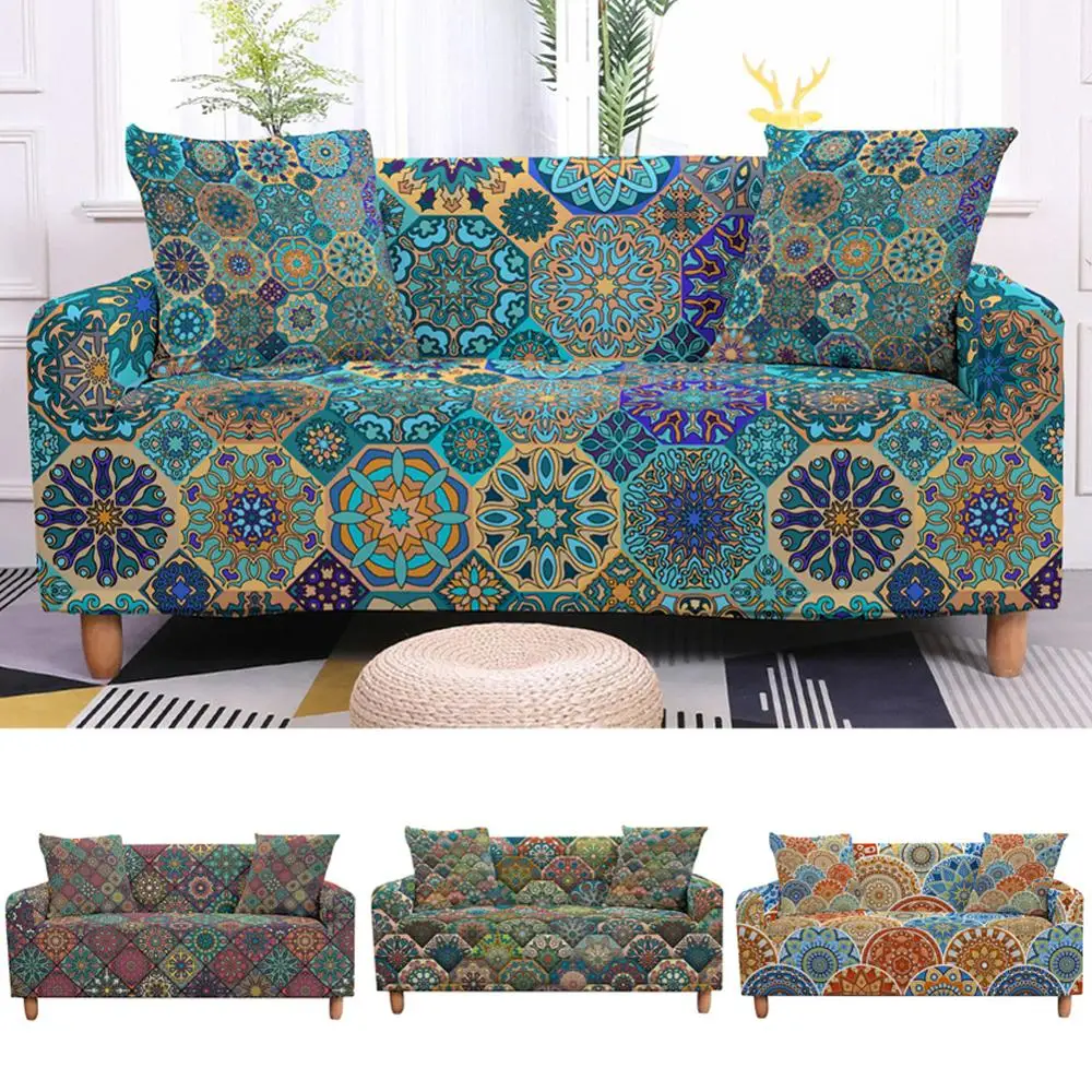 3D Digital Mandala Flower Slipcover Stretch Sofa Cover  Cushions Armchair Covers 