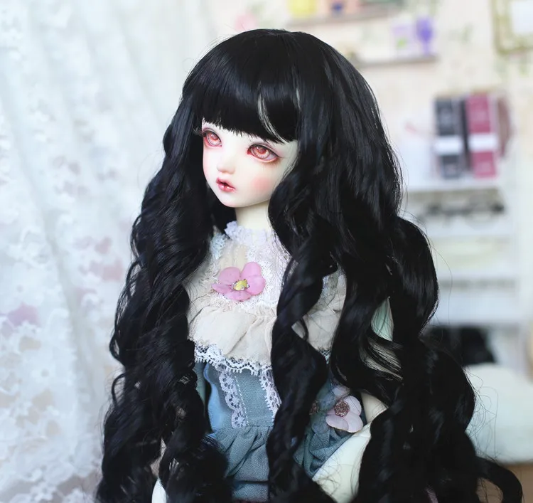 High temperature fiber BJD SD Bangs long curly wig female doll wig 1/3 1/4 1/6 bjd doll Black for dolls New high quality doll wig headgear toy wigs doll wigs