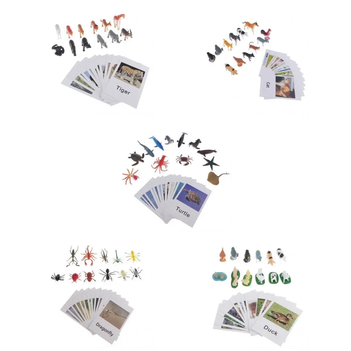 60pcs Miniature Realistic Montessori Farm Wild Jungle Animals Toys Set For Toddlers With Matching Cards