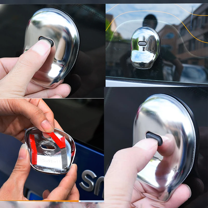 

stainless steel Back box Door Handle Decorative car sticker Suitable for new smart fortwo453 trunk trim Modification accessories
