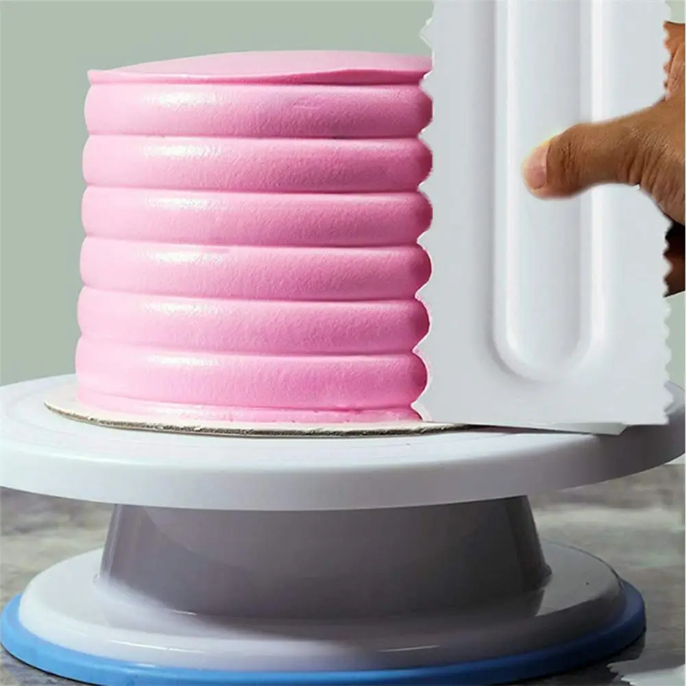  3PCS Cake Scraper Plastic Cake Decorating Comb Fondant Cake Pattern Styling Kit Baking Pastry Tools