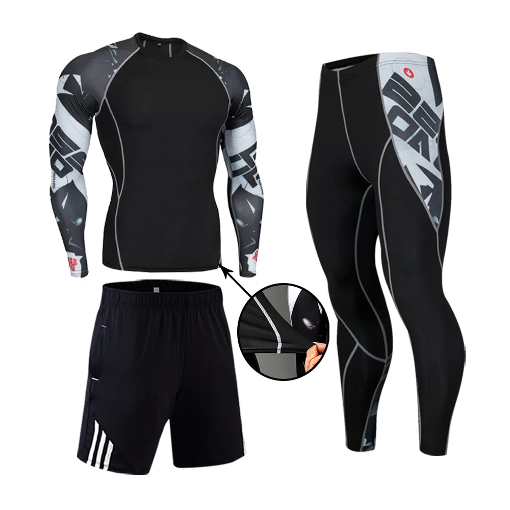 

Men's High Quality Compression Sports Training Set Gym Jogging Running Comprehensive Training Sportswear Tight T-Shrit