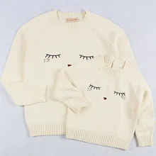 Одинаковые свитера для всей семьи; одежда для мамы и дочки; свитер; детские свитера; бежевый вязаный теплый пуловер; комфортный хлопок