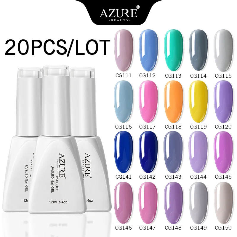 Azure Beauty 20Pcs/Lot Nail Gel Polish Soak Off UVv/Led gel Polish Semi Permanent Led Gel Long Lasting Pure Color Gel Sets - Цвет: Kit24