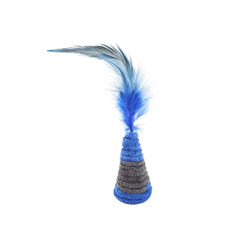 New Cat Self-excited Toy Dark Blue Series Feather Toy Home Anti-depression Plush Rope Winding