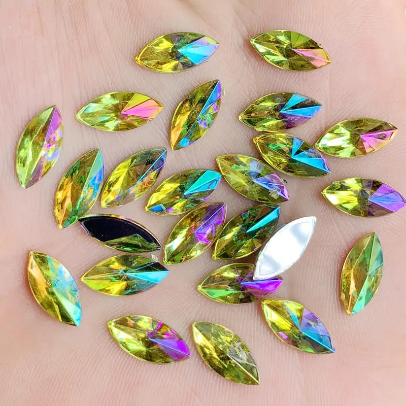 7*14 мм кристалл AB Flatback стразы на кристаллах камни лошадь; глаза; акрил Strass для DIY Одежда ручной работы не шитье 150 шт-B79 - Цвет: B799