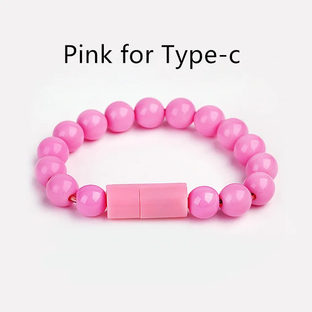 pink for typec Micro USB кабель бусины браслет для samsung Galaxy S9 S8 S7 S6 носимые бисерные ювелирные изделия для Iphone X 7 8 Plus Тип C телефон ремни - Цвет: pink for typec