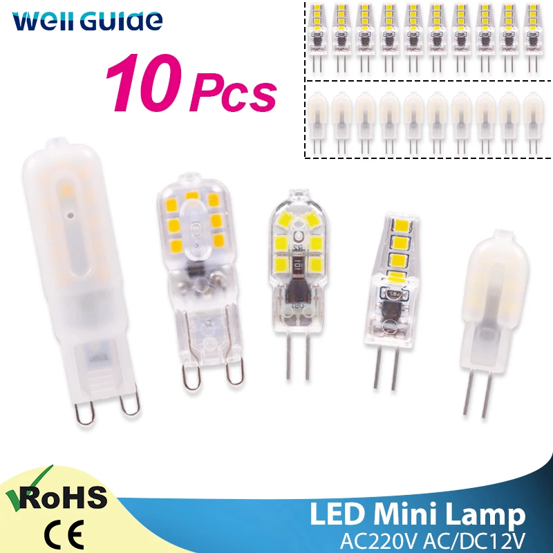 Светодиодная лампа G4 G9 SMD2835 для люстры 10 шт. 3 Вт 6 220 В переменного/постоянного тока